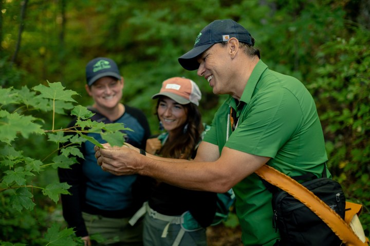a man standing next to a tree